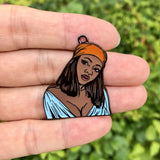 5 PCS Afro Girl Lady Scarf Charms Enamel Pendant for DIY Jewelry Making