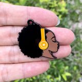 5 PCS Afro Girl Enamel Pendant for Jewelry Making