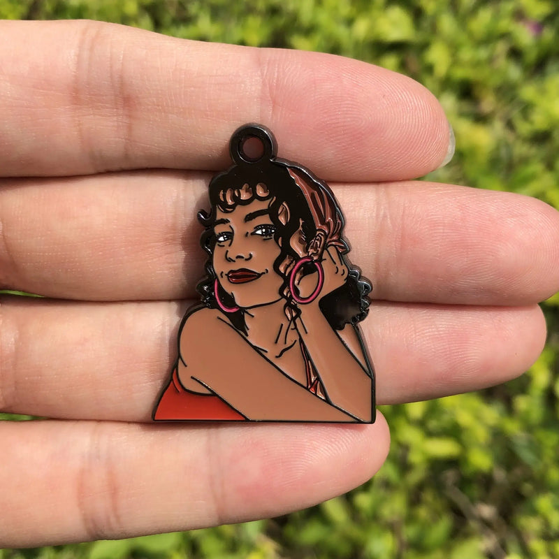 5 PCS Afro Lady Girl Charms Enamel Pendant Women Bracelet Necklace Jewelry