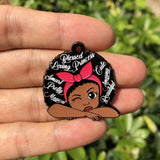 5 PCS Afro Little Girl Woman Charms Enamel Pendant DIY Jewelry Making Tags