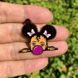 5 PCS Afro Little Princess Kids Charms Enamel Pendant DIY Jewelry Making