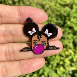 5 PCS Afro Little Princess Kids Charms Enamel Pendant DIY Jewelry Making