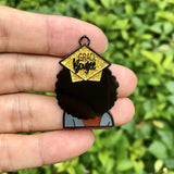 5 PCS Afro Woman Charms Enamel Pendant DIY Jewelry Making