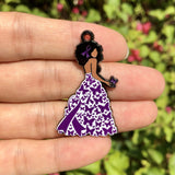 5 PCS Afro Woman Charms, Breast Cancer Purple Ribbon DIY Jewelry Making