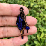 5 PCS Afro Woman Girl Charms Enamel Pendant DIY Jewelry Making Bag Tags