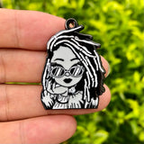 5 PCS Afro Woman Girl Charms Pendant Jewelry Making