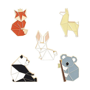 Animal Enamel Pins Set Fox Panda Koala Alpaca Rabbit Lapel Pin Backpack