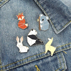 Animal Enamel Pins Set Fox Panda Koala Alpaca Rabbit Lapel Pin Backpack