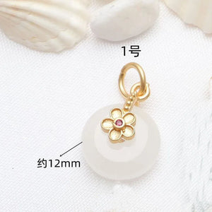 5 PCS Antique Sargent Pendant Inlaid Jade Safety Buckle DIY Bracelet Necklace