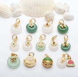 5 PCS Antique Sargent Pendant Inlaid Jade Safety Buckle DIY Bracelet Necklace