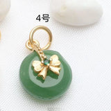 5 PCS Antique Sargent Pendant Inlaid Jade Safety Buckle DIY Bracelet Necklace