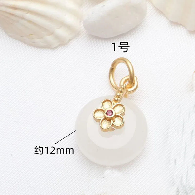 5 PCS Antique Sargent Pendant Inlaid Jade Safety Buckle DIY Bracelet Necklace