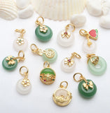 5 PCS Antique Sargent Pendant Inlaid Jade Safety Buckle DIY Bracelet Necklace