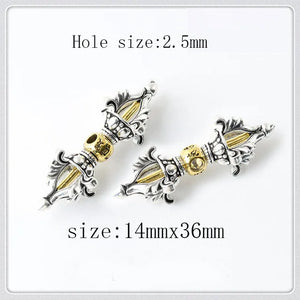 5 PCS Antique Silver Vajra Pestle/Bell Beads Vintage Alloy Buddha DIY Jewelry