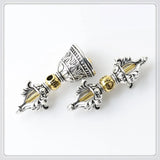5 PCS Antique Silver Vajra Pestle/Bell Beads Vintage Alloy Buddha DIY Jewelry