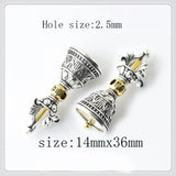 5 PCS Antique Silver Vajra Pestle/Bell Beads Vintage Alloy Buddha DIY Jewelry