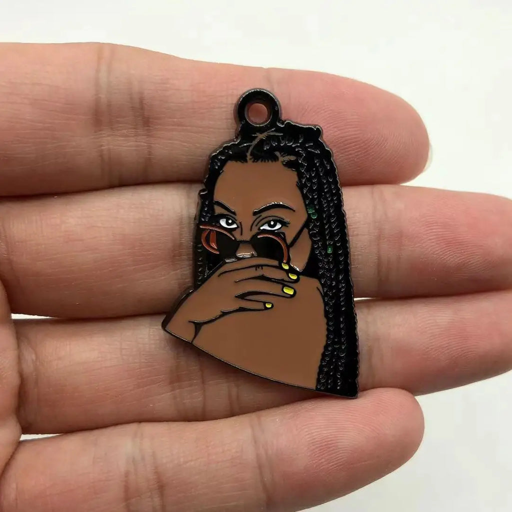 5 PCS Girl Charms Enamel Pendant for DIY Jewelry Making