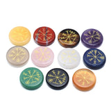 5 PCS Chakra Stones With Lapis Lazuli Engraved Symbols Palm Stone