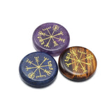 5 PCS Chakra Stones With Lapis Lazuli Engraved Symbols Palm Stone