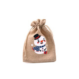5 PCS Christmas Candy Gift 10*14 CM Linen Tote Bag with Drawstring Pocket