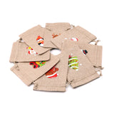 5 PCS Christmas Candy Gift 10*14 CM Linen Tote Bag with Drawstring Pocket