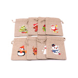 5 PCS Christmas Candy Gift 10*14 CM Linen Tote Bag with Drawstring Pocket