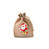 5 PCS Christmas Candy Gift 10*14 CM Linen Tote Bag with Drawstring Pocket
