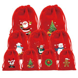 5 PCS Christmas Velvet Drawstring Gift Storage Bag Pouch