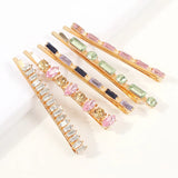 5 PCS Crystal ZA Hair Clip Set Square Rhinestone Barrette Long Hairpins