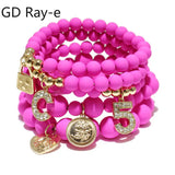 5 PCS Natural Stone Stretch Beaded Bracelets Set for Women with Letter Pendant