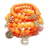 5 PCS Natural Stone Stretch Beaded Bracelets Set for Women with Letter Pendant
