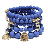 5 PCS Natural Stone Stretch Beaded Bracelets Set for Women with Letter Pendant
