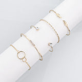 5 PCS Alloy Bracelets Adjustable Leaf Thin Jewelry Bracelet Sets For Women