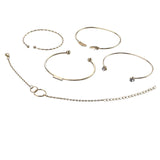 5 PCS Alloy Bracelets Adjustable Leaf Thin Jewelry Bracelet Sets For Women