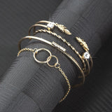 5 PCS Alloy Bracelets Adjustable Leaf Thin Jewelry Bracelet Sets For Women