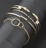 5 PCS Alloy Bracelets Adjustable Leaf Thin Jewelry Bracelet Sets For Women