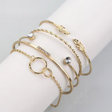 5 PCS Alloy Bracelets Adjustable Leaf Thin Jewelry Bracelet Sets For Women