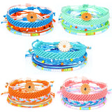 5 PCS Braided Bracelet Stained Flower Decor Wax Line Ethnic Beach Jewelry Set