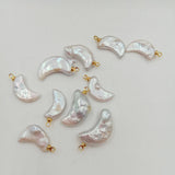 5Pcs Freshwater Pearl Moon Charms, DIY Pearl Beads 19-22mm