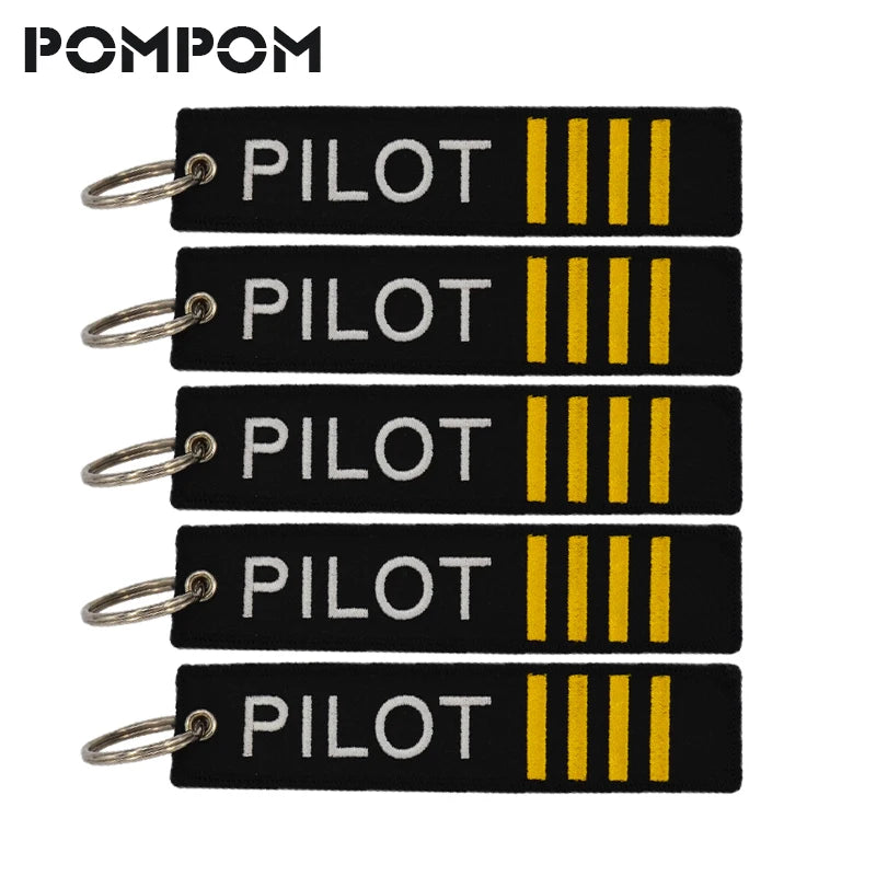 5 PCS POMPOM Pilot KeyChains for Luggage Key Tag Stitch Keychains