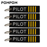 5 PCS POMPOM Pilot KeyChains for Luggage Key Tag Stitch Keychains