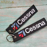 Embroidery Cessna Keychain Trinket Aviation Key Ring