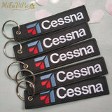 Embroidery Cessna Keychain Trinket Aviation Key Ring