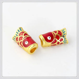 5 PCS Gold Fish Spacer Beads 17x7mm DIY Jewelry Making