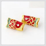 5 PCS Gold Fish Spacer Beads 17x7mm DIY Jewelry Making