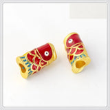 5 PCS Gold Fish Spacer Beads 17x7mm DIY Jewelry Making
