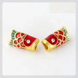 5 PCS Gold Fish Spacer Beads 17x7mm DIY Jewelry Making