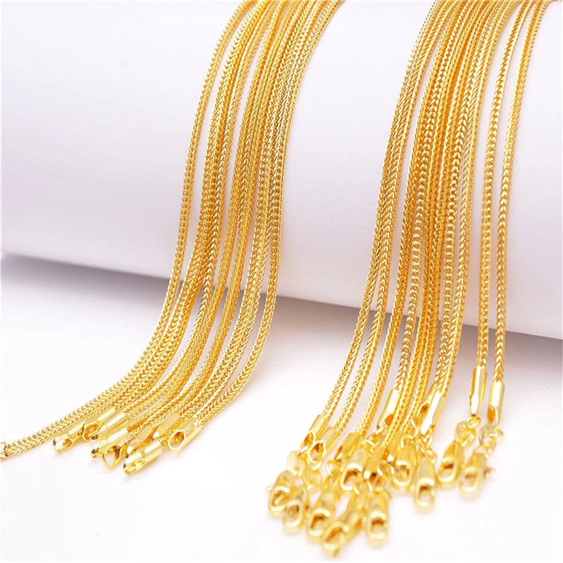 5 PCS 26'' Foxtail 18 KGF/925 Silver Necklace Chain