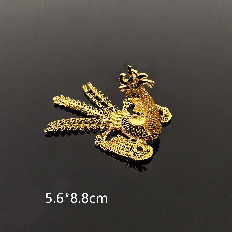 5 PCS 3D Phoenix Crown Hairpin DIY Jewelry Making Alloy Accessory
