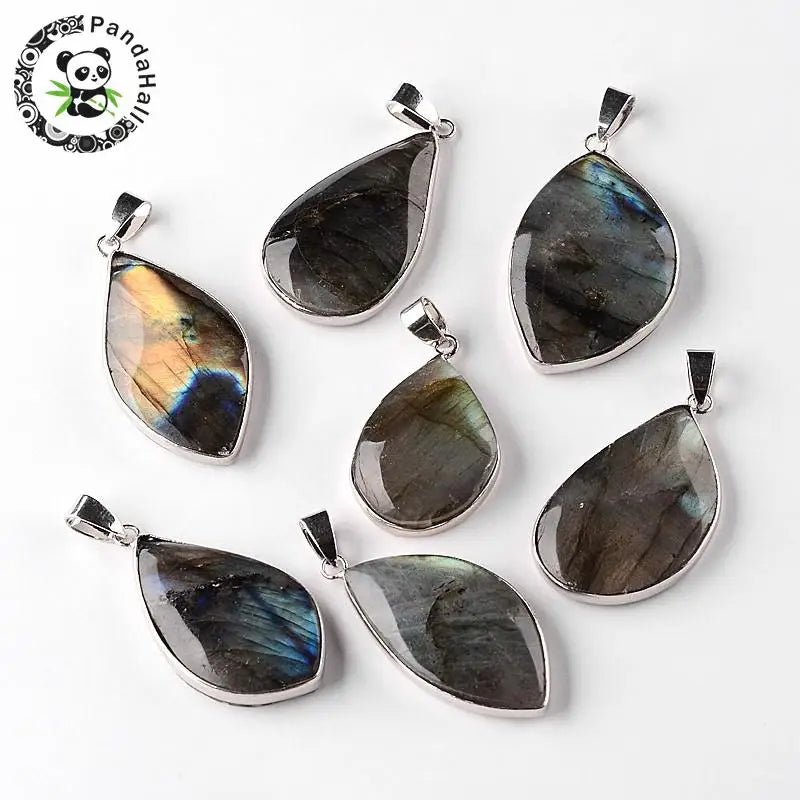 Labradorite Drop Pendants Brass Findings Jewelry Crafts